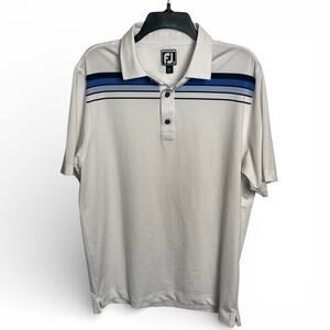 FootJoy FJ Athletic Fit Golf Polo Shirt Men’s Medium White Blue Striped